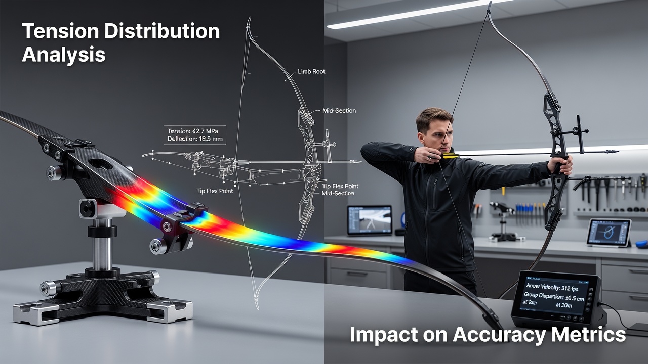 High-speed capture showing limb recovery and tension release during arrow launch for field archery