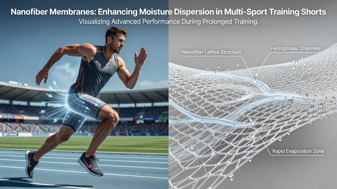 Athlete wearing multi-sport training shorts with nanofiber membranes during an extended outdoor endurance session