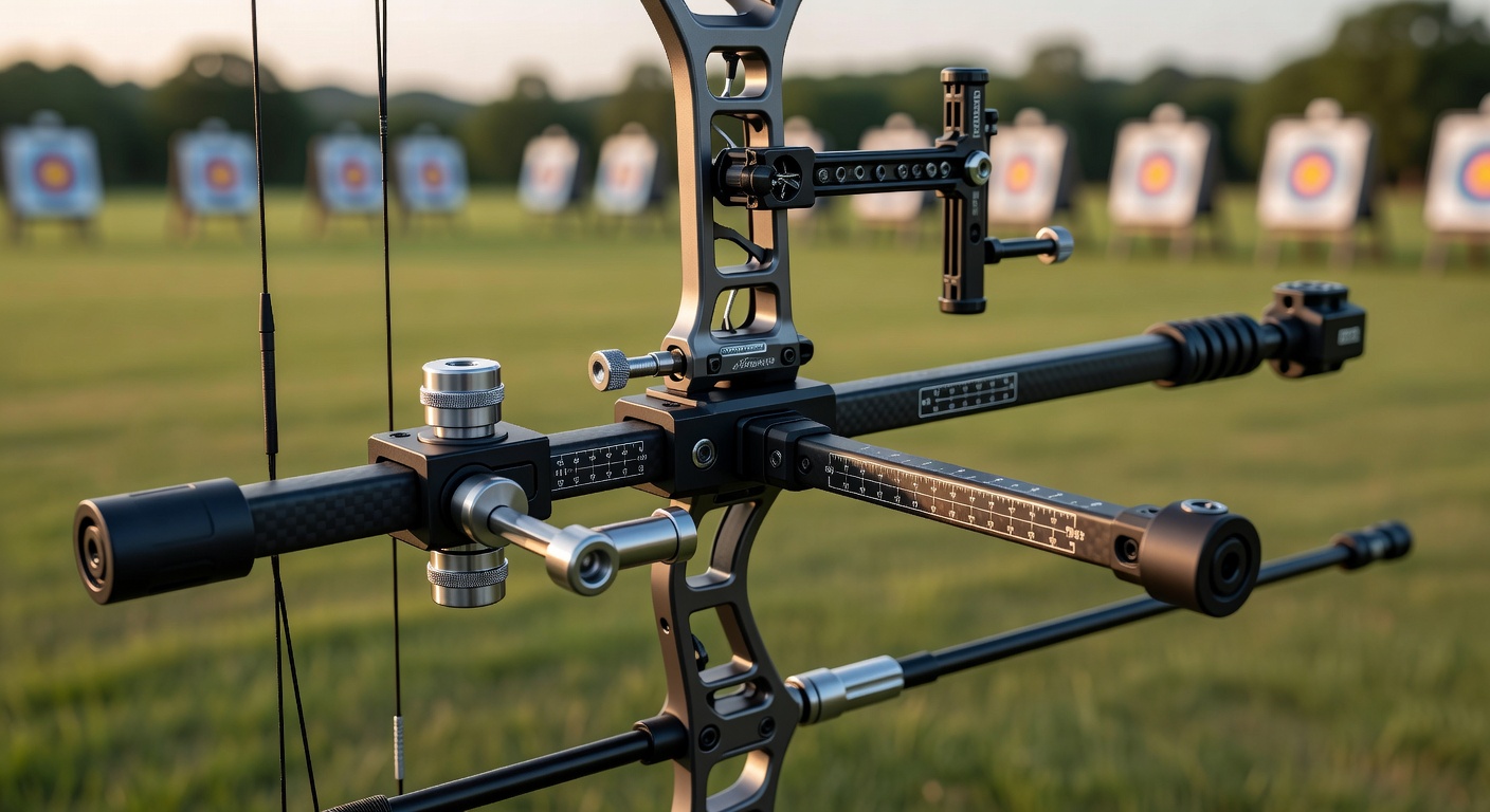 Modular attachment system components on an archery stabilizer rod with adjustable weights and dampeners