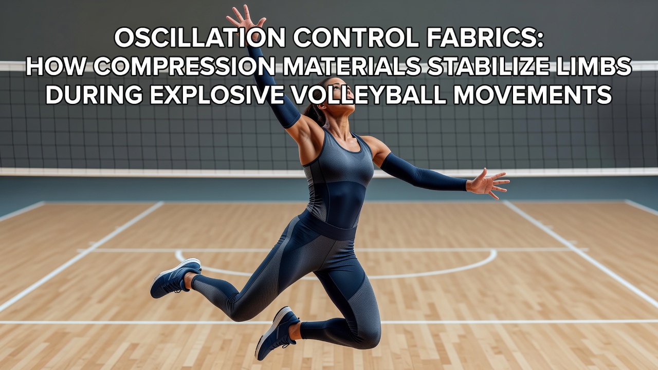 Close-up view of compression fabric integrated into a volleyball player's arm sleeve showing layered weave structure