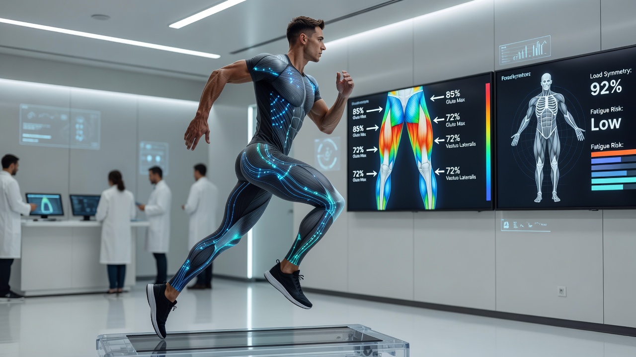 Athletes wearing sensor-embedded team uniforms during an extended multi-sport competition with visible load distribution indicators
