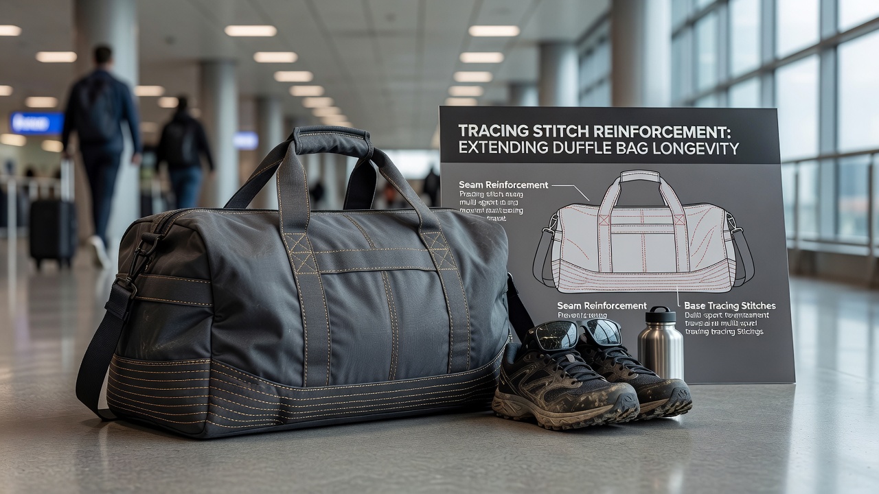 Youth team athletes loading reinforced multi-sport duffle bags onto a team bus